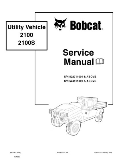 Bobcat 2100, 2100S Utility Vehicle Service Manual