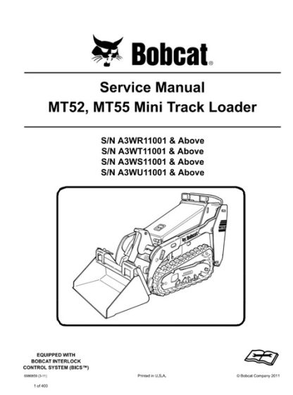 Bobcat MT52, MT55 Mini Track Loader Service Manual