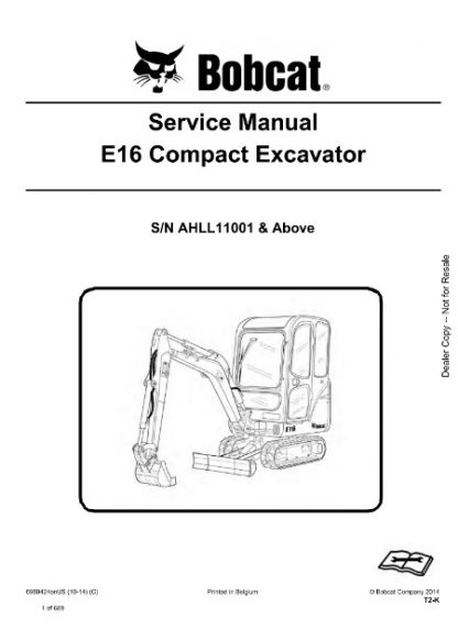 Bobcat E16 Compact Excavator Service Repair Manual