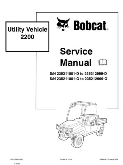 Bobcat 2200 Utility Vehicle Service Repair Manual