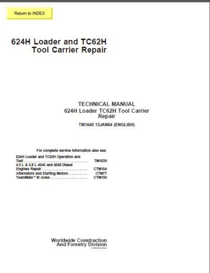 John Deere 624H Loader Technical Manual TM1640