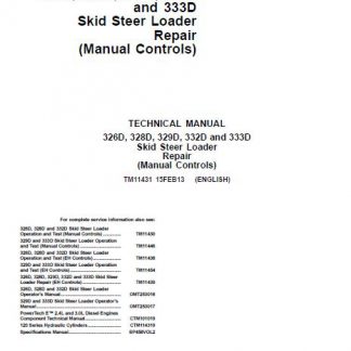 John Deere 326d, 328d, 329d ,332d ,333d Skid Steer Loader Technical Manual