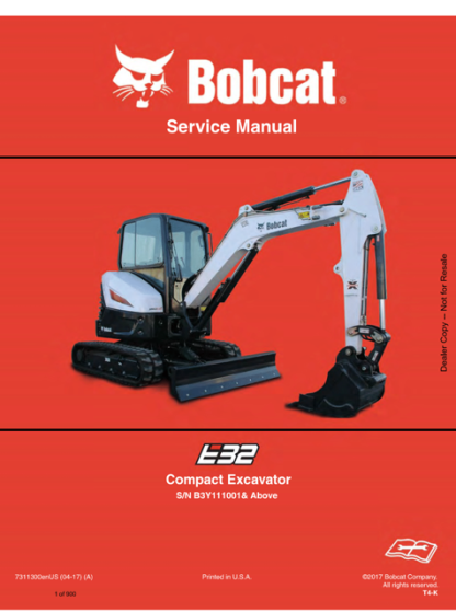 Bobcat E32 Compact Tractor Service Repair Manual