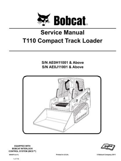 Bobcat T110 Compact Track Loader Service Repair Manual