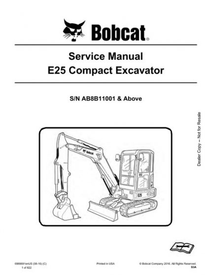 Bobcat E25 Compact Excavator Service Manual