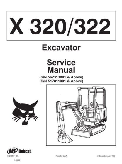 Bobcat X320, X322 Hydraulic Excavator Service Manual