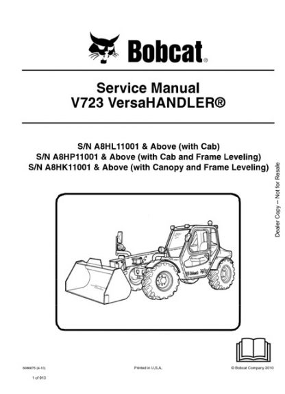 Bobcat V723 VersaHandler Service Repair Manual
