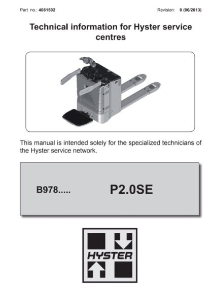 Hyster B978 (P2.0SE) Forklift Service Repair Manual