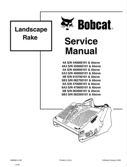 Bobcat Landscape Rake Service Manual
