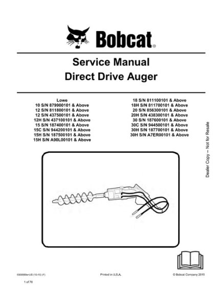 Bobcat Direct Drive Auger Service Manual
