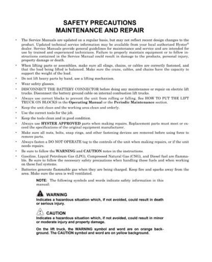 Hyster A917 (H800-900-1050HD, H800-900-970-1050HDS) Forklift Service Manual