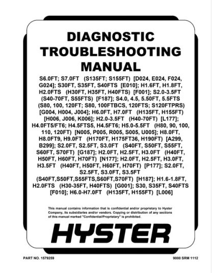 Hyster G024 (S135FT, S155FT) Forklift Service Manual
