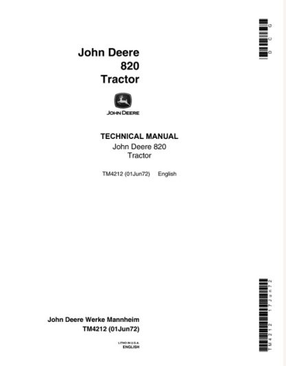 John Deere 820 Tractor Technical Manual