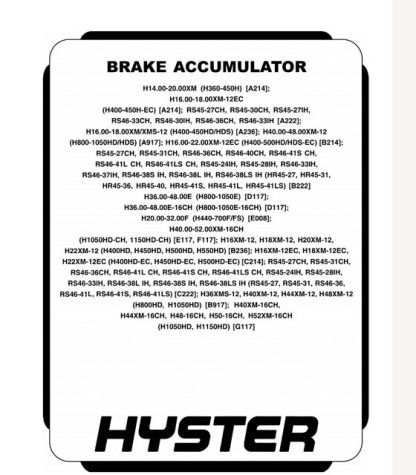Hyster G117 (H1050HD-16CH, H1150HD-16CH) Internal Combustion Engine Trucks Service Manual