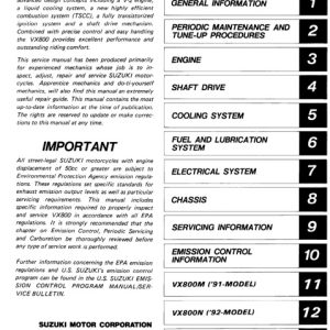 Suzuki VX800 1990-1993 Service Repair Manual
