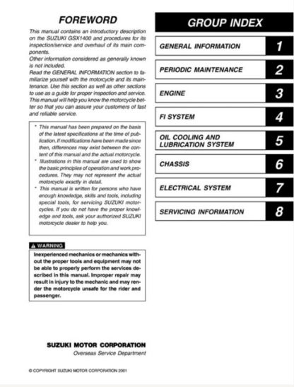 2002 Suzuki GSX1400 Service Manual