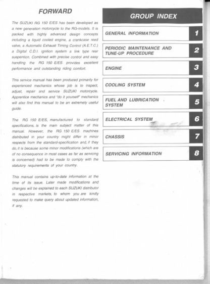 996-2000 Suzuki RG150E ,RG150ES Service Manual