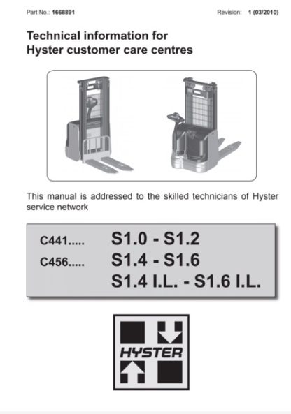 Hyster C456 (S1.4, S1.4I.L, S1.6, S1.6I.L) Forklift Service Manual