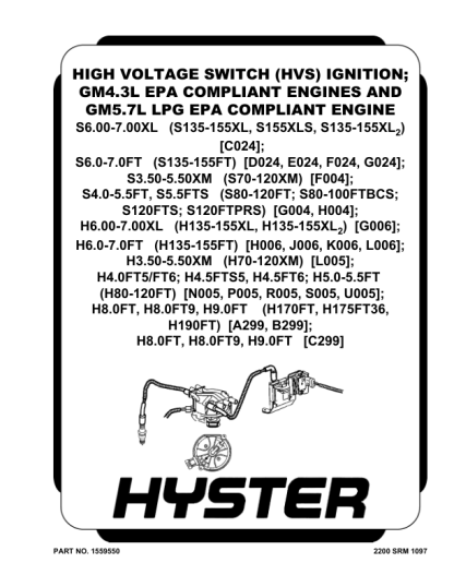 Hyster C299 (H170FT, F175FT36, F190FT) Internal Combustion Engine Trucks Service Manual