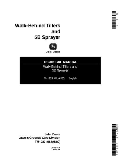 John Deere Walk-Behind Tillers and 5B Sprayer Technical Manual