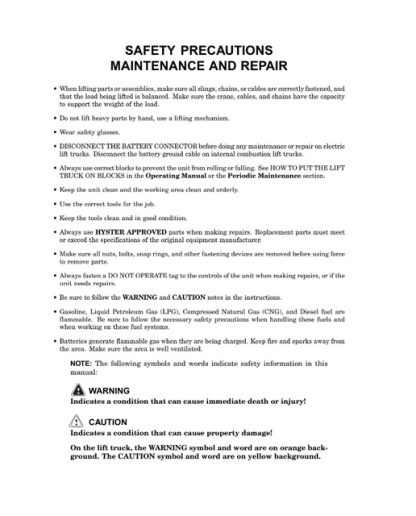 Hyster B478 (C60ZAC) Forklift Service Manual