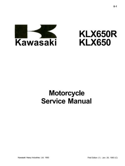 1993 Kawasaki KLX650R, KLX650 Service Manual