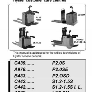 Hyster A978 (P2.0SE) Forklift Service Manual