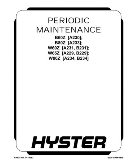 Hyster B229 (W60Z, W65Z, W80Z) Forklift Service Manual