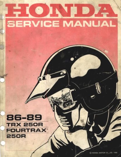 1986-1989 Honda Trx250r Fourtrax Atv Service Manual