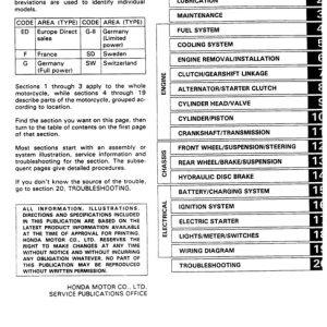 1988 Honda VT600c Service Repair Manual
