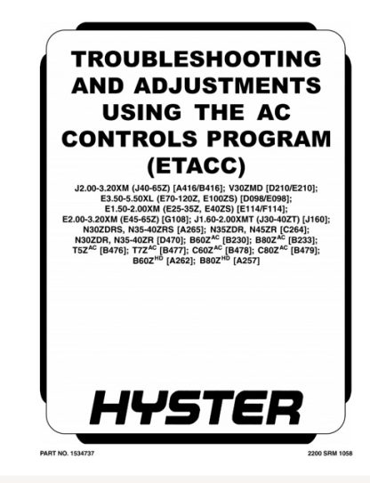 Hyster B230 (B60ZAC) Forklift Service Repair Manual