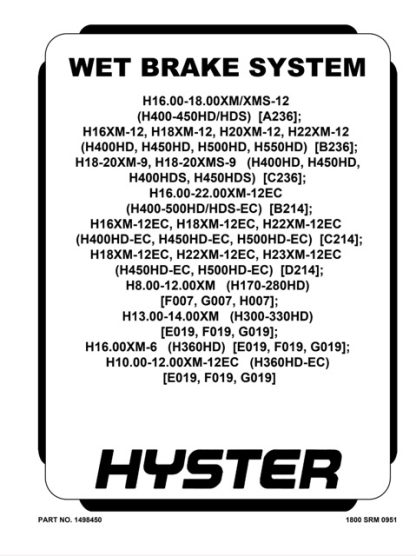 Hyster B214 Forklift Service Repair Manual