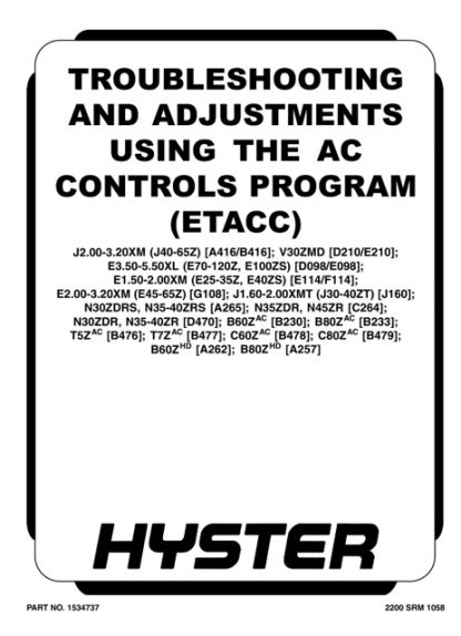 Hyster D098 Forklift Service Manual