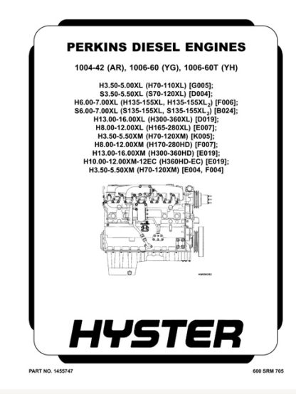 Hyster F006 (H6.00XL H7.00XL) Forklift Service Manual