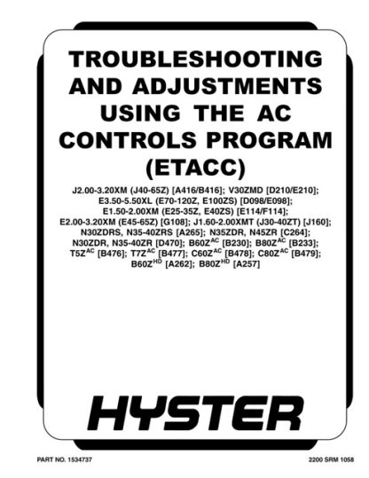 Hyster A265 (N35ZRS, N40ZRS, N30ZDRS) Forklift Service Manual